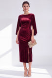 Flutter Sleeves Sheath Dark Blue Mother Of The Bride Dress with Back Zipper