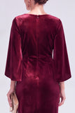 Flutter Sleeves Sheath Dark Blue Mother Of The Bride Dress with Back Zipper