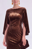 Flutter Sleeves Sheath Dark Blue Mother Of The Bride Dress with Back Zipper