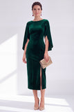 Flutter Sleeves Sheath Dark Blue Mother Of The Bride Dress with Back Zipper