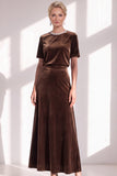 Dark Blue Rhinestone Sheath Velvet Long Mother Of The Bride Dress with Belt