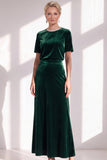 Dark Blue Rhinestone Sheath Velvet Long Mother Of The Bride Dress with Belt