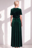 Dark Blue Rhinestone Sheath Velvet Long Mother Of The Bride Dress with Belt
