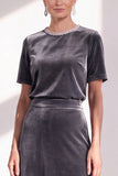 Dark Blue Rhinestone Sheath Velvet Long Mother Of The Bride Dress with Belt