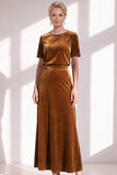 Dark Blue Rhinestone Sheath Velvet Long Mother Of The Bride Dress with Belt