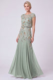 Navy Beaded Batueau A-Line Long Mother Of The Bride Dress