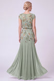 Navy Beaded Batueau A-Line Long Mother Of The Bride Dress