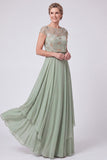 Navy A-Line Illusion Neck Beaded Long Mother Of The Bride Dress