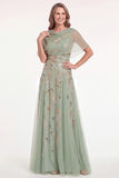 Navy Beaded Cape Sleeves A-Line Long Mother Of The Bride Dress