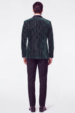 Dark Green 2 Piece Shawl Lapel Velvet Men's Suits with Sequins