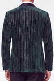 Dark Green 2 Piece Shawl Lapel Velvet Men's Suits with Sequins