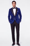 Dark Green 2 Piece Shawl Lapel Velvet Men's Suits with Sequins