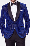 Dark Green 2 Piece Shawl Lapel Velvet Men's Suits with Sequins