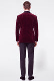 Burgundy 2 Piece Velvet Shawl Lapel Double Breasted Men's Prom Suits