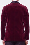 Burgundy 2 Piece Velvet Shawl Lapel Double Breasted Men's Prom Suits