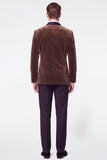 Burgundy 2 Piece Velvet Shawl Lapel Double Breasted Men's Prom Suits