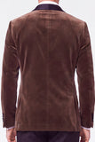 Burgundy 2 Piece Velvet Shawl Lapel Double Breasted Men's Prom Suits