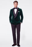 Burgundy 2 Piece Velvet Shawl Lapel Double Breasted Men's Prom Suits