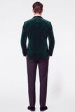 Burgundy 2 Piece Velvet Shawl Lapel Double Breasted Men's Prom Suits
