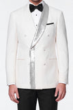 White 2 Piece Double Breasted Shawl Lapel Men's Prom Suits with Sequins