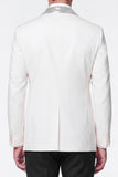 White 2 Piece Double Breasted Shawl Lapel Men's Prom Suits with Sequins
