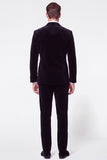 Black 2 Piece Velvet Peak Lapel Double Breasted Men's Prom Suits