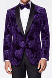 Black Golden 2 Piece Peak Lapel Jacquard Single Breasted Men's Prom Suits