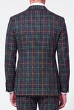 Green Grid 2 Piece Peak Lapel Double Breasted Men's Prom Suits