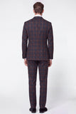 Green Grid 2 Piece Peak Lapel Double Breasted Men's Prom Suits