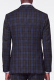 Blue Grid Notch Lapel Single Breasted Men's Prom Suits