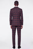 Blue Grid Notch Lapel Single Breasted Men's Prom Suits