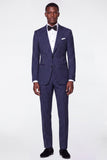 Black Grey 2 Piece Peak Lapel Pinstripe Single Breasted Men's Prom Suits