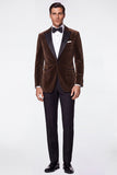 Burgundy 2 Piece Velvet Peak Lapel Single Breasted Men's Prom Suits