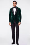 Burgundy 2 Piece Velvet Peak Lapel Single Breasted Men's Prom Suits