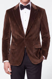 Burgundy 2 Piece Peak Lapel Single Breasted Velvet Men's Prom Suits