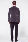 Burgundy 2 Piece Peak Lapel Single Breasted Velvet Men's Prom Suits