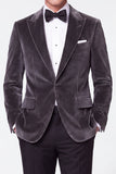 Burgundy 2 Piece Peak Lapel Single Breasted Velvet Men's Prom Suits