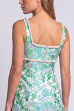 Light Blue Floral Pearls Square Neck Bodycon Mini Homecoming Dress with Slit