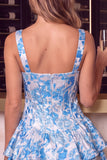 Red Flower Tiered Ruffled A-Line Square Neck Corset Mini Homecoming Dress