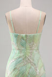Mint Green Sequins V-Neck Short Bodycon Homecoming Dress with Slit