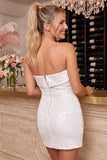 Pink Strapless Bodycon Sequins Mini Homecoming Dress