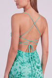 Pink Floral Bodycon Sequins Beaded Short Homecoming Dress with Lace Up Back