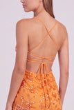 Pink Floral Bodycon Sequins Beaded Short Homecoming Dress with Lace Up Back