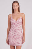 Pink Floral Bodycon Sequins Beaded Short Homecoming Dress with Lace Up Back