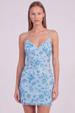 Pink Floral Bodycon Sequins Beaded Short Homecoming Dress with Lace Up Back
