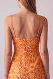 Fuchsia Spaghetti Straps Floral Bodycon Beaded Short Homecoming Dress