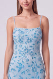Fuchsia Spaghetti Straps Floral Bodycon Beaded Short Homecoming Dress