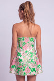 Floral Light Blue Printed A-Line Strapless Short Homecoming Dress