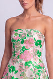 Floral Light Blue Printed A-Line Strapless Short Homecoming Dress