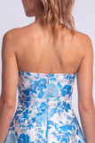 Floral Light Blue Printed A-Line Strapless Short Homecoming Dress